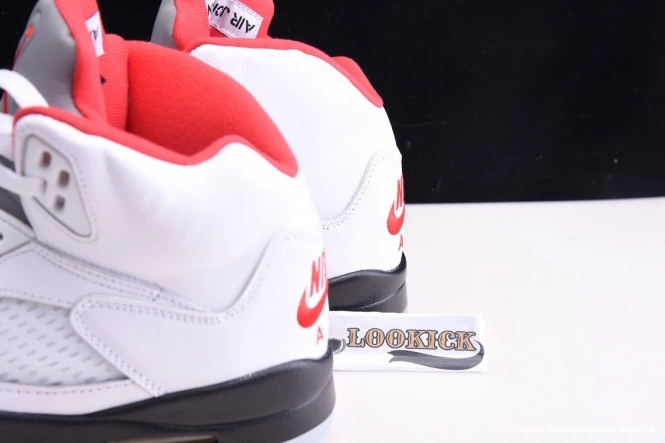 Official Maikesneakers Red Retro Air 5 Jordan Fire (2020) DA1911-102 Tongue Silver 0803